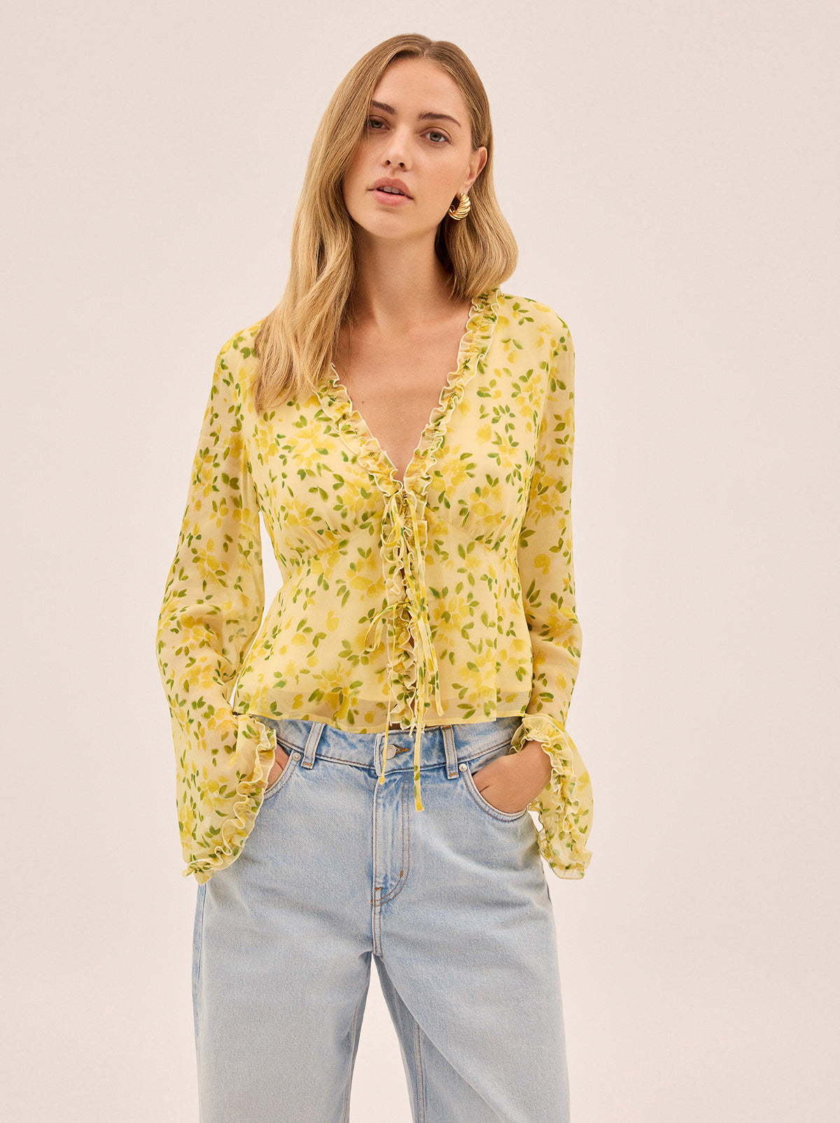 Marcia Butter Petal Print Top By KITRI Studio