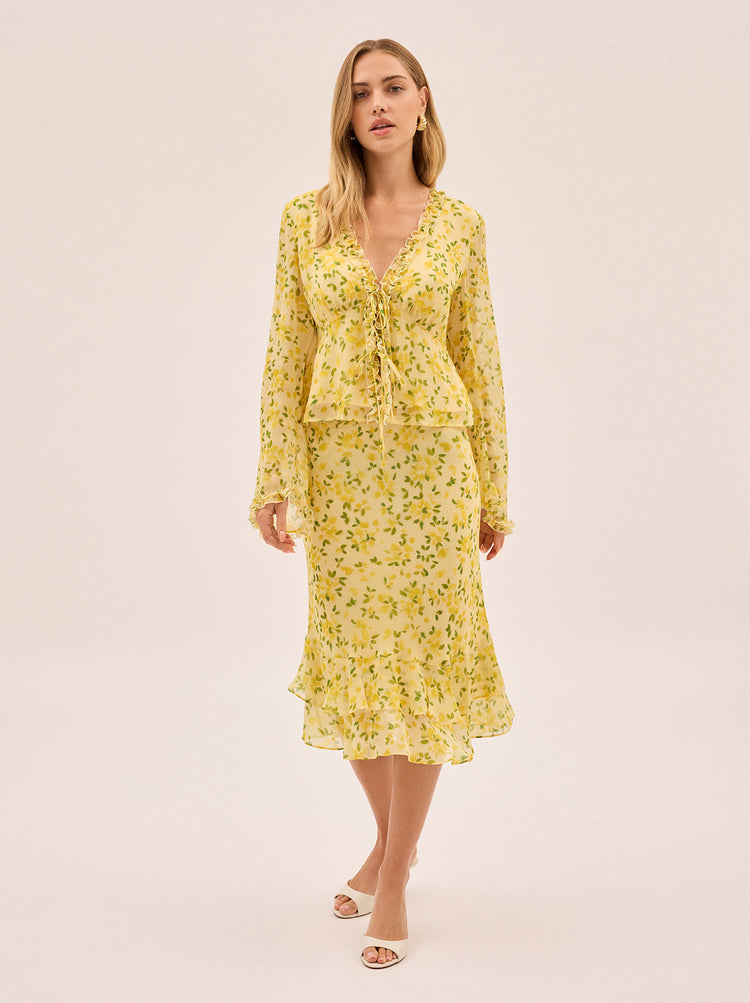 Marcia Butter Petal Print Top By KITRI Studio