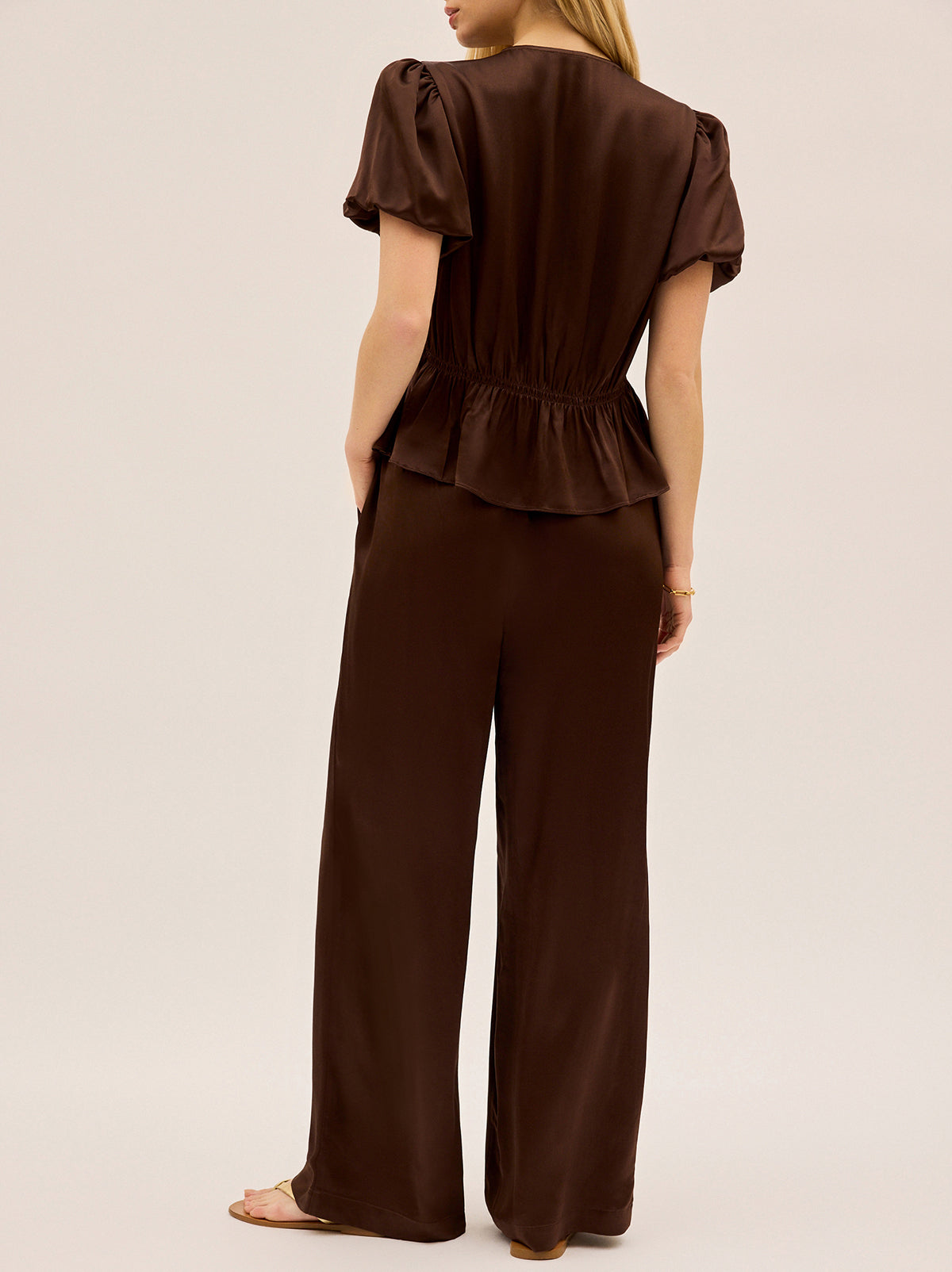 Margaret Chocolate Satin Trousers By KITRI Studio