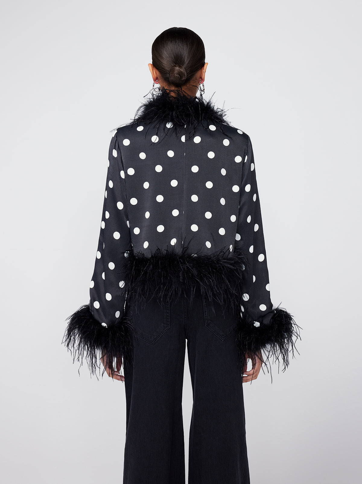 Mariah Black Polka Dot Feather Jacket By KITRI Studio
