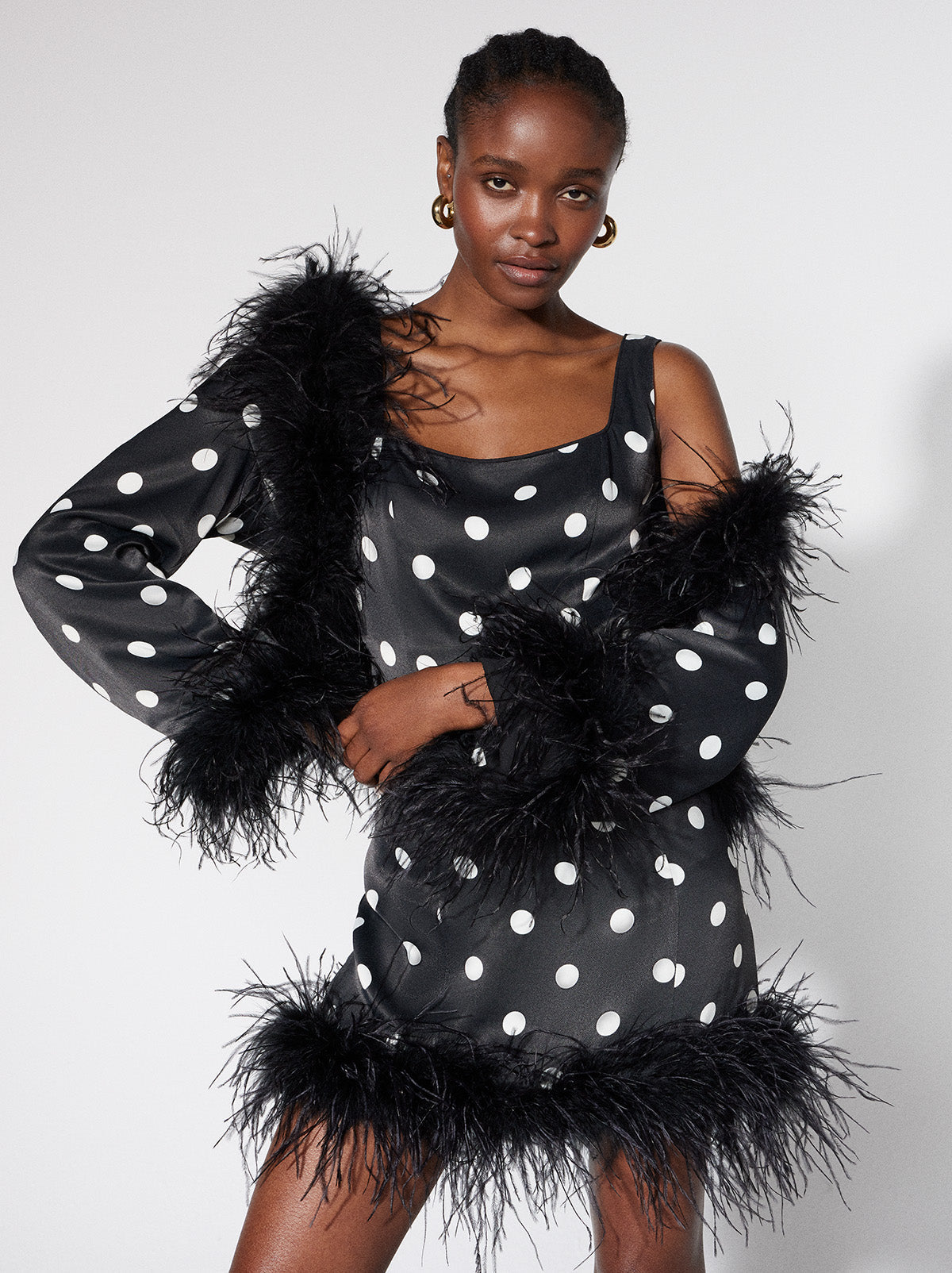 Mariah Black Polka Dot Feather Jacket KITRI Studio