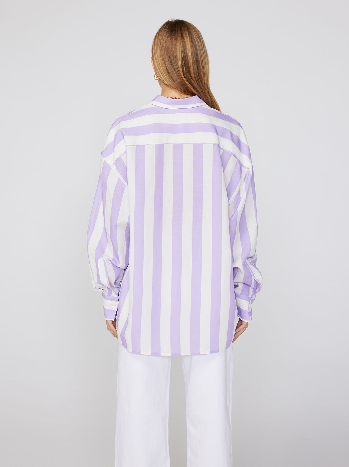 Mariana Lilac Stripe Boyfriend Shirt By KITRI Studio