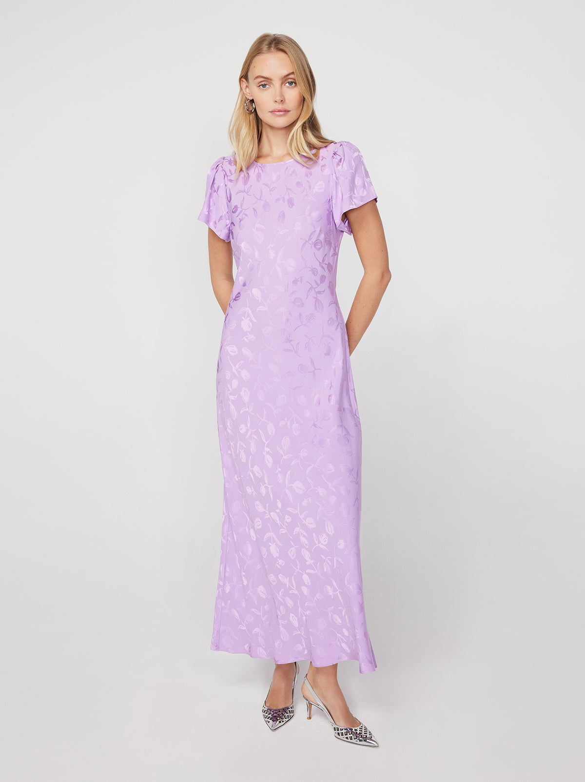 Marie Lilac Tulip Jacquard Maxi Dress By KITRI Studio
