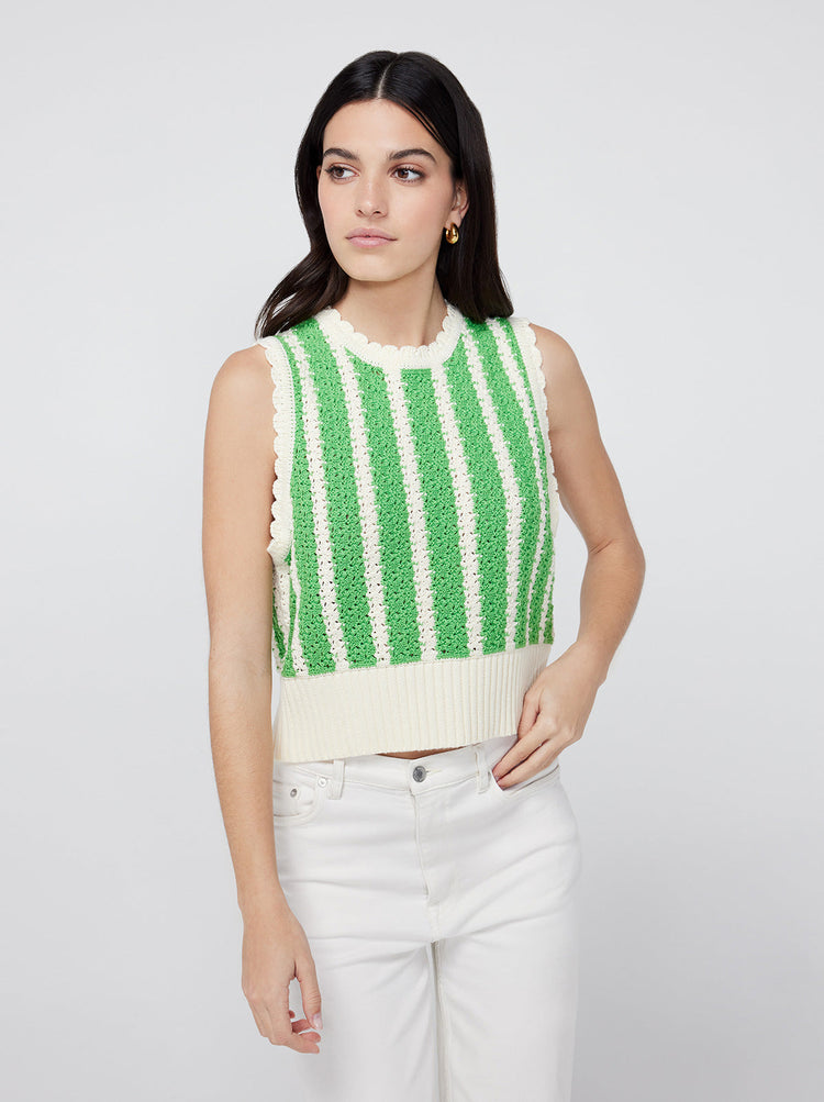 Marley Green Stripe Knit Top By KITRI Studio