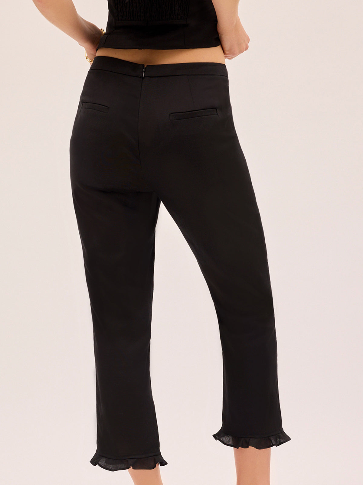 Martha Black Linen Blend Capri Trousers By KITRI Studio