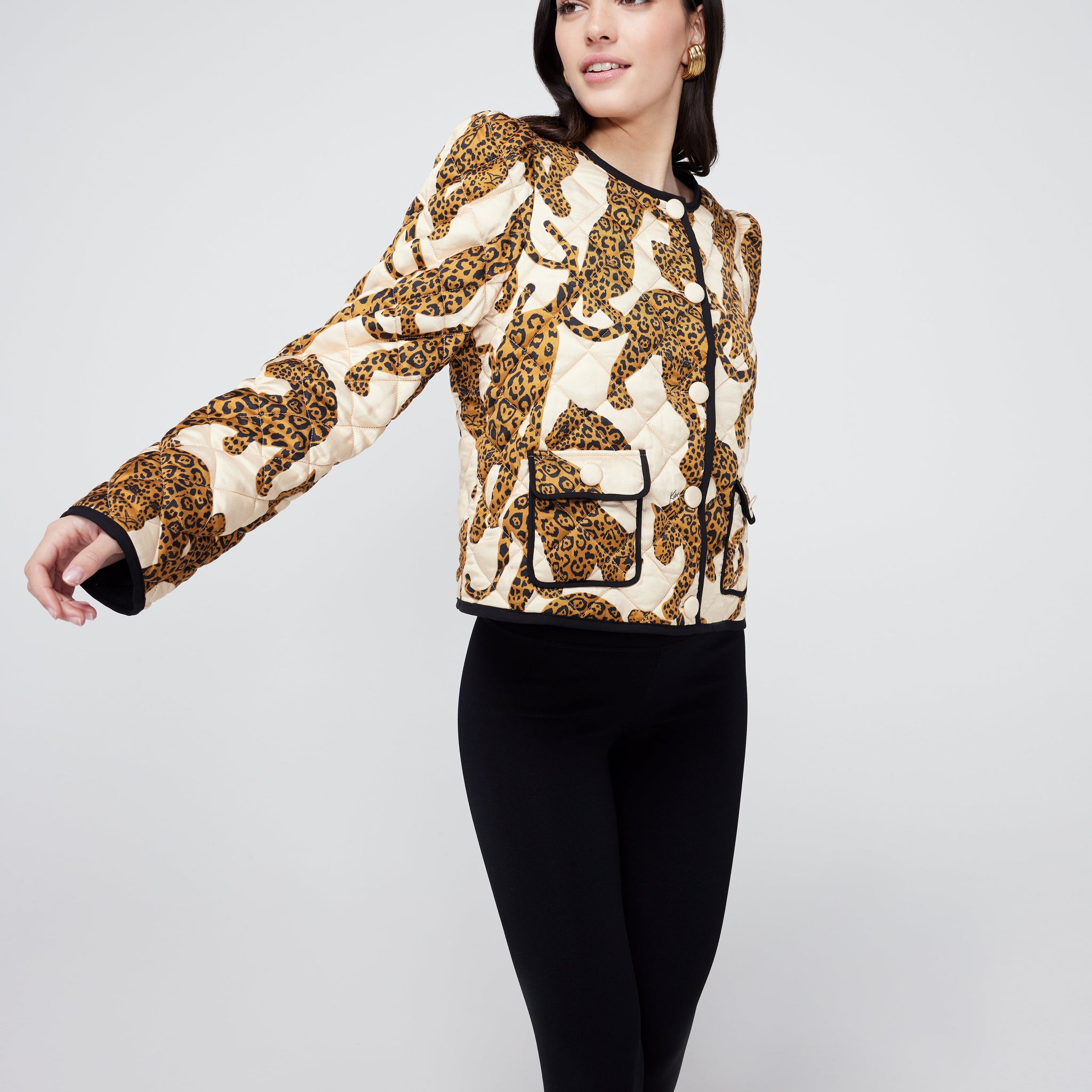 Maude Leopards Print Quilted Jacket | KITRI Studio