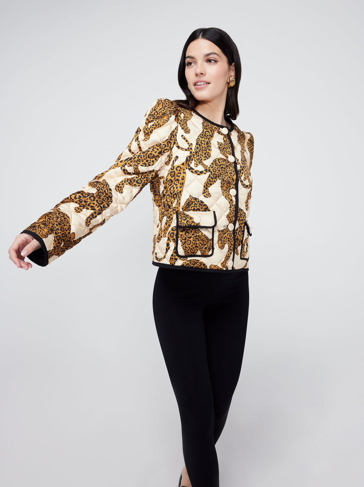 Maude Leopards Print Quilted Jacket