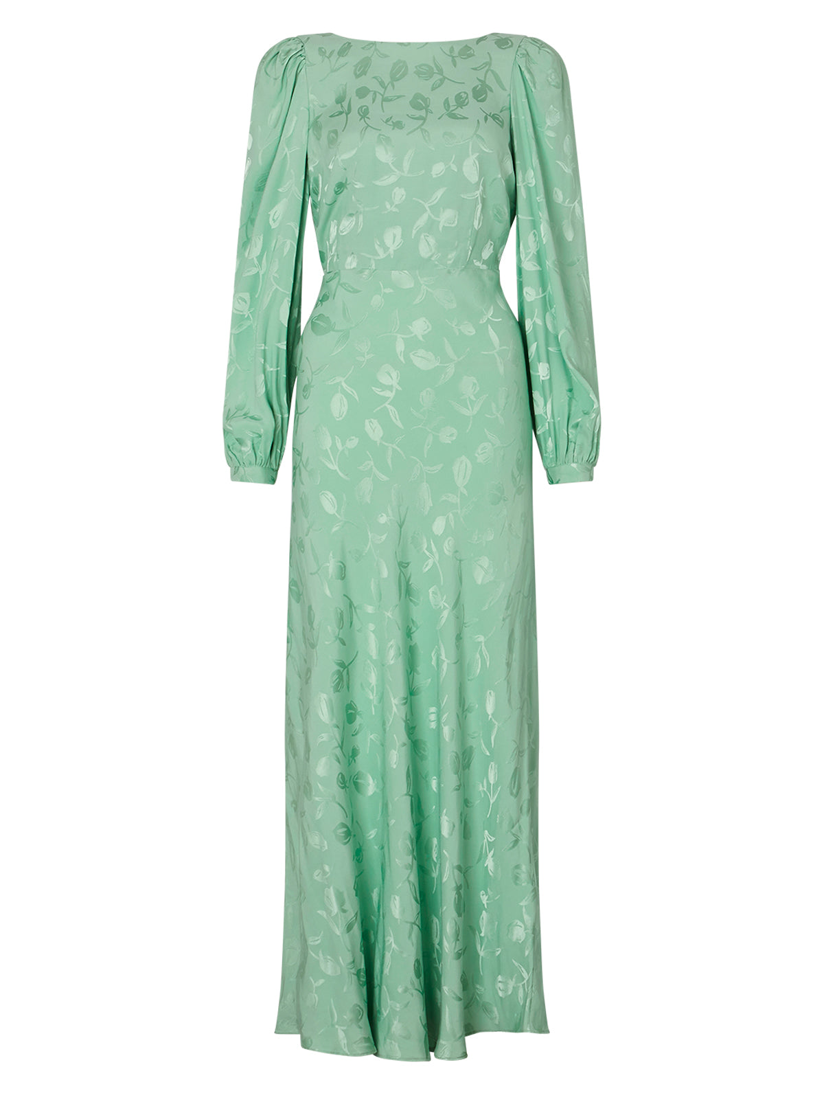 Megan Pistachio Tulip Jacquard Maxi Dress | KITRI Studio