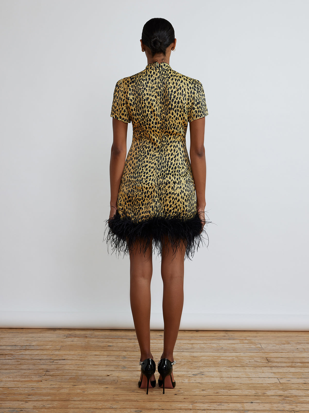 Mimi Cheetah Print Feather Mini Dress By KITRI Studio
