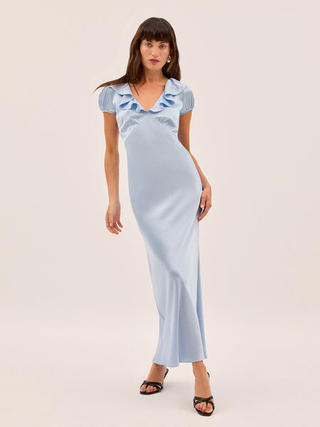 blue silk dress Minka Powder Blue Satin Dress