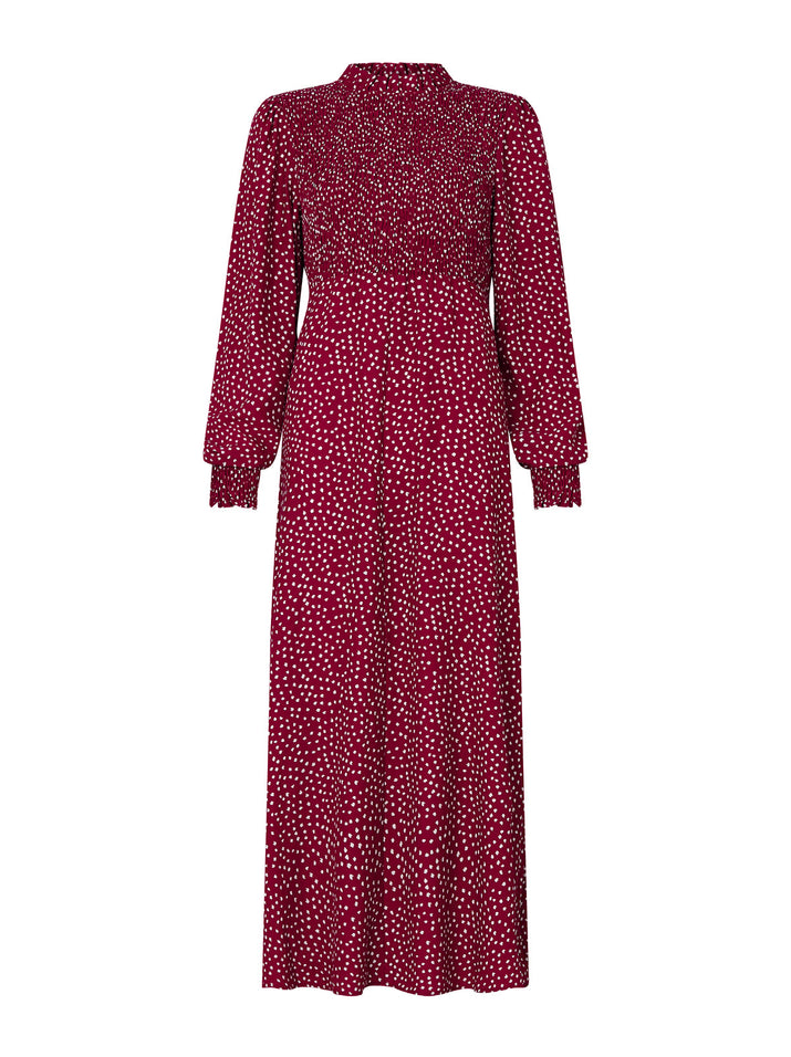 Molly Berry Spot Print Smocked Dress | Women's Printed Maxi Dresses | KITRI