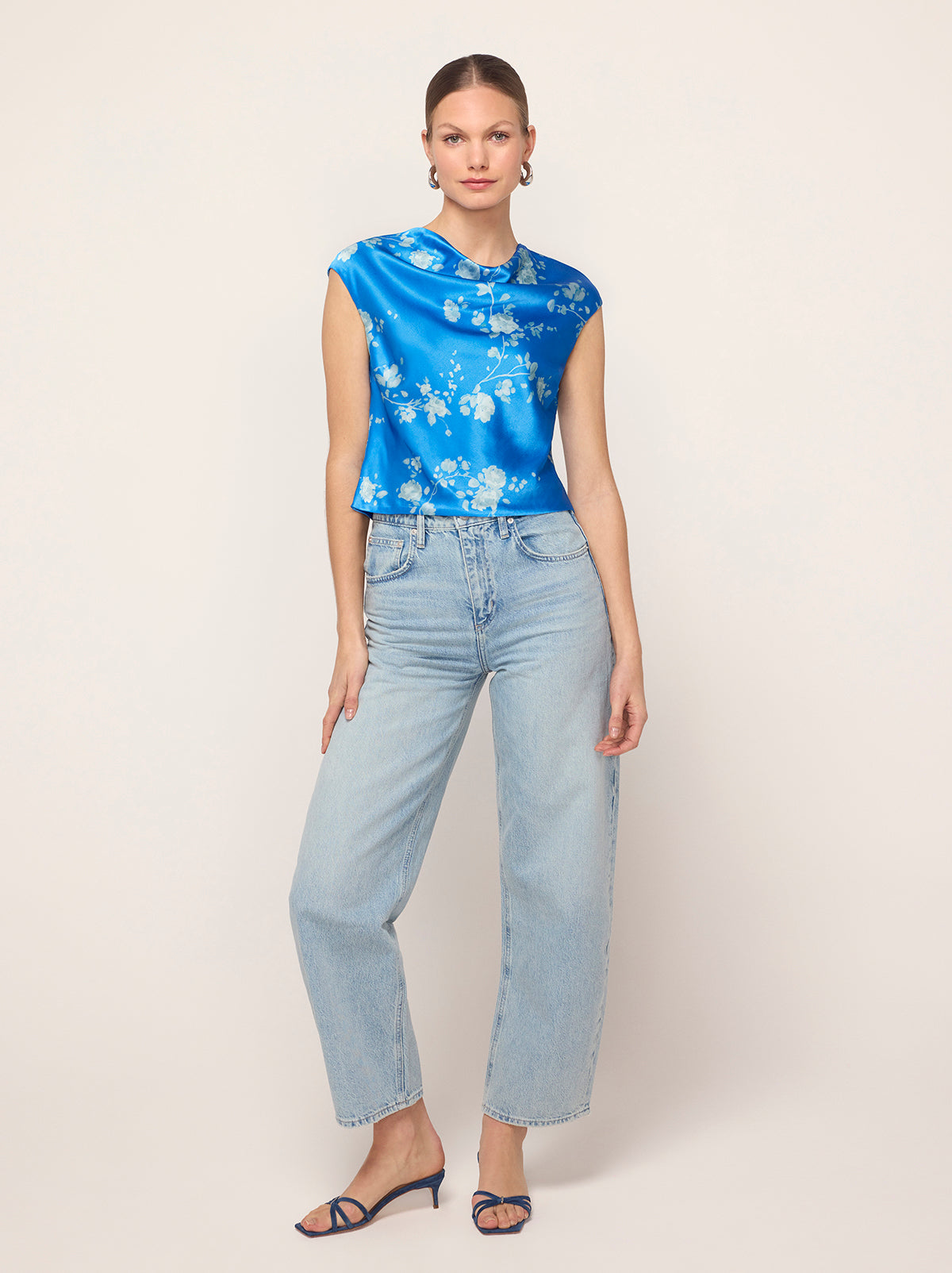 Monkia Blue Trailing Floral Print Top | KITRI Studio