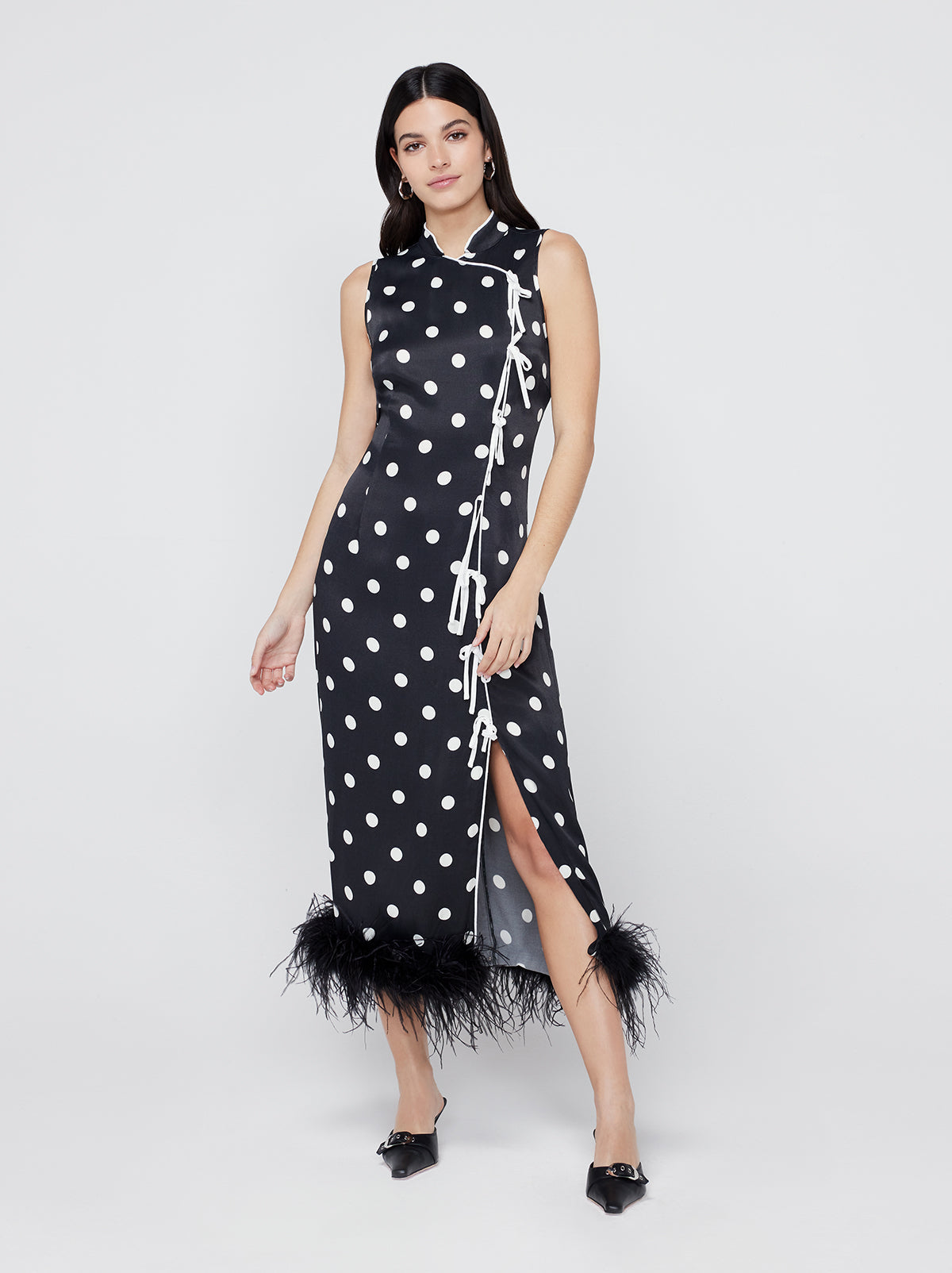 Myla Black Polka Dot Feather Dress By KITRI Studio