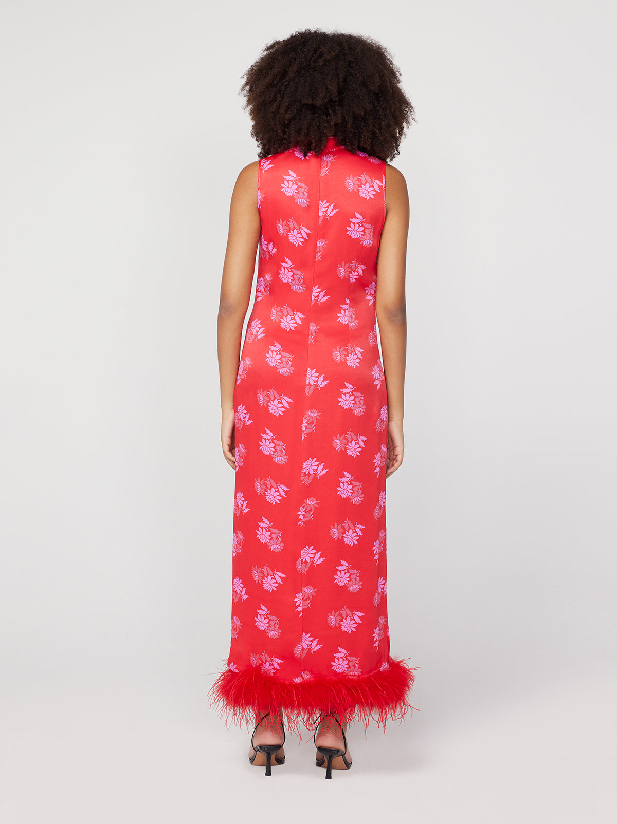 Myla Red Floral Feather Midi Dress By KITRI Studio