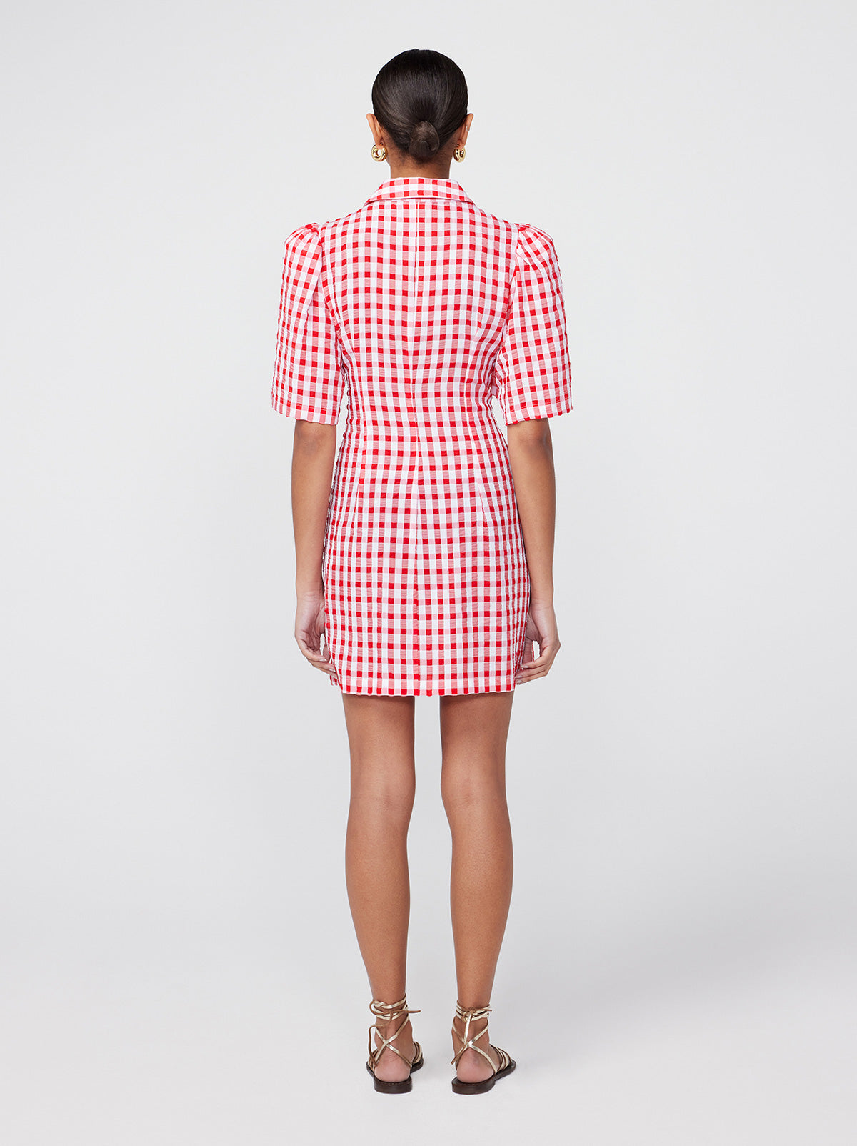 Nellie Red Gingham Mini Shirt Dress by KITRI Studio