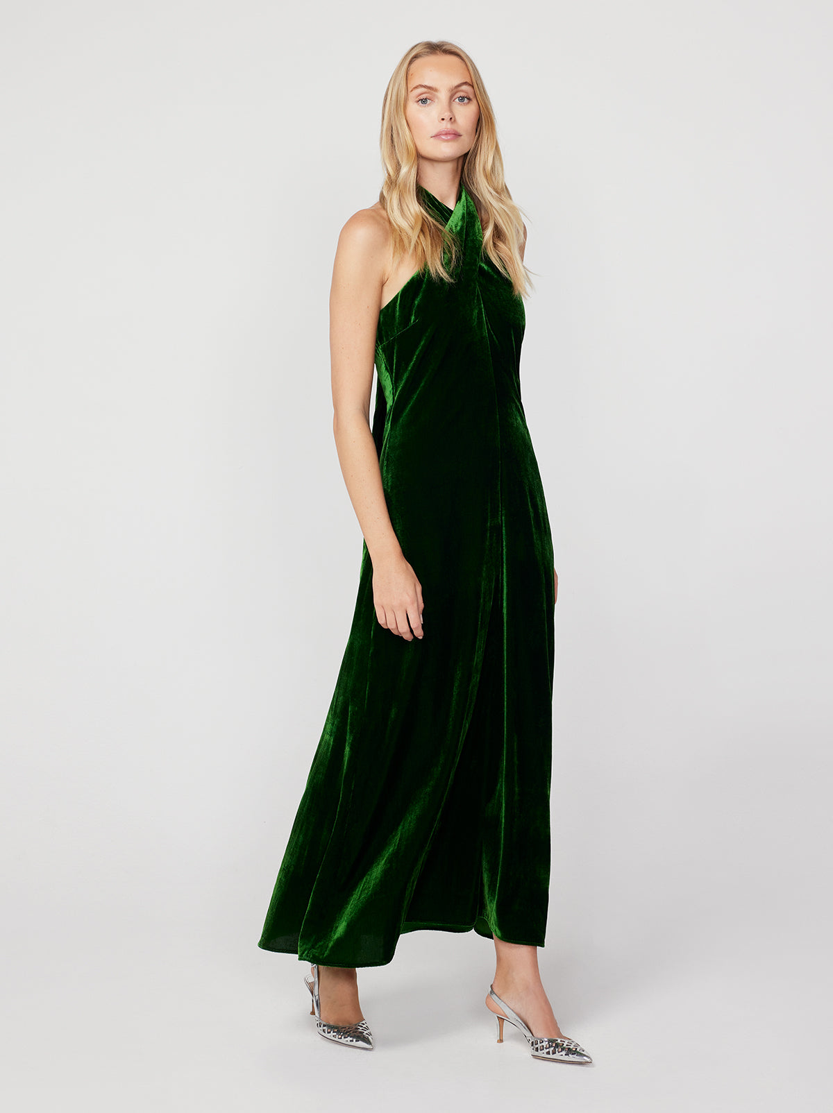 Neve Green Velvet Halter Dress