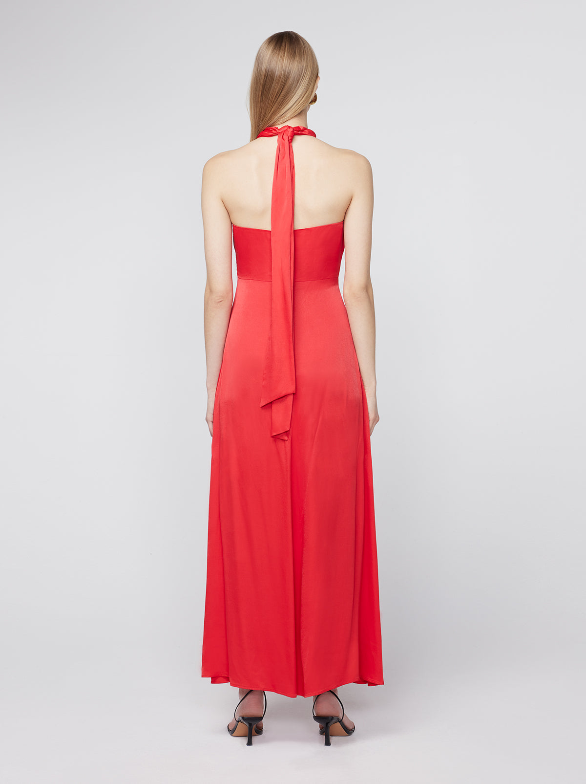 Neve Red Satin Halter Dress By KITRI Studio
