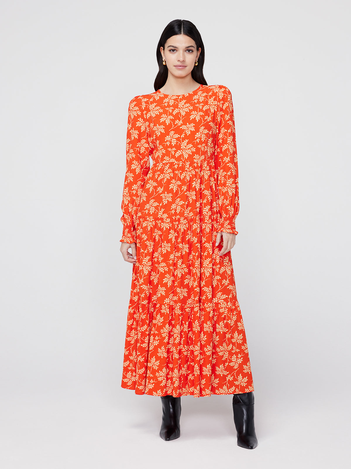 Nicole Chilli Vintage Leaf Print Maxi Dress By KITRI Studio