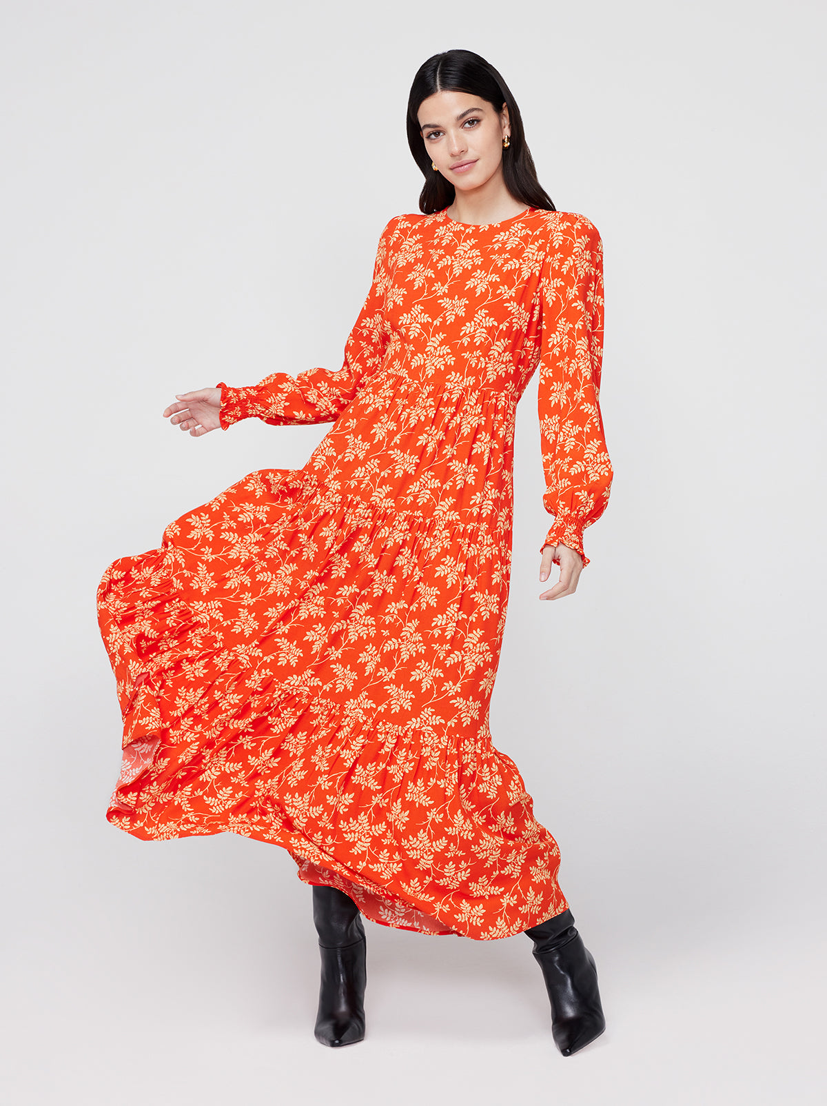 Nicole Chilli Vintage Leaf Print Maxi Dress By KITRI Studio