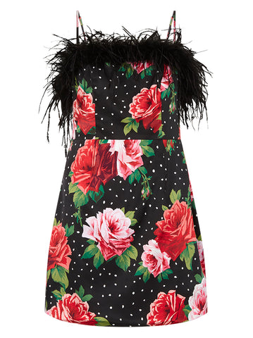 Nola Red Painted Rose Mini Dress By KITRI Studio