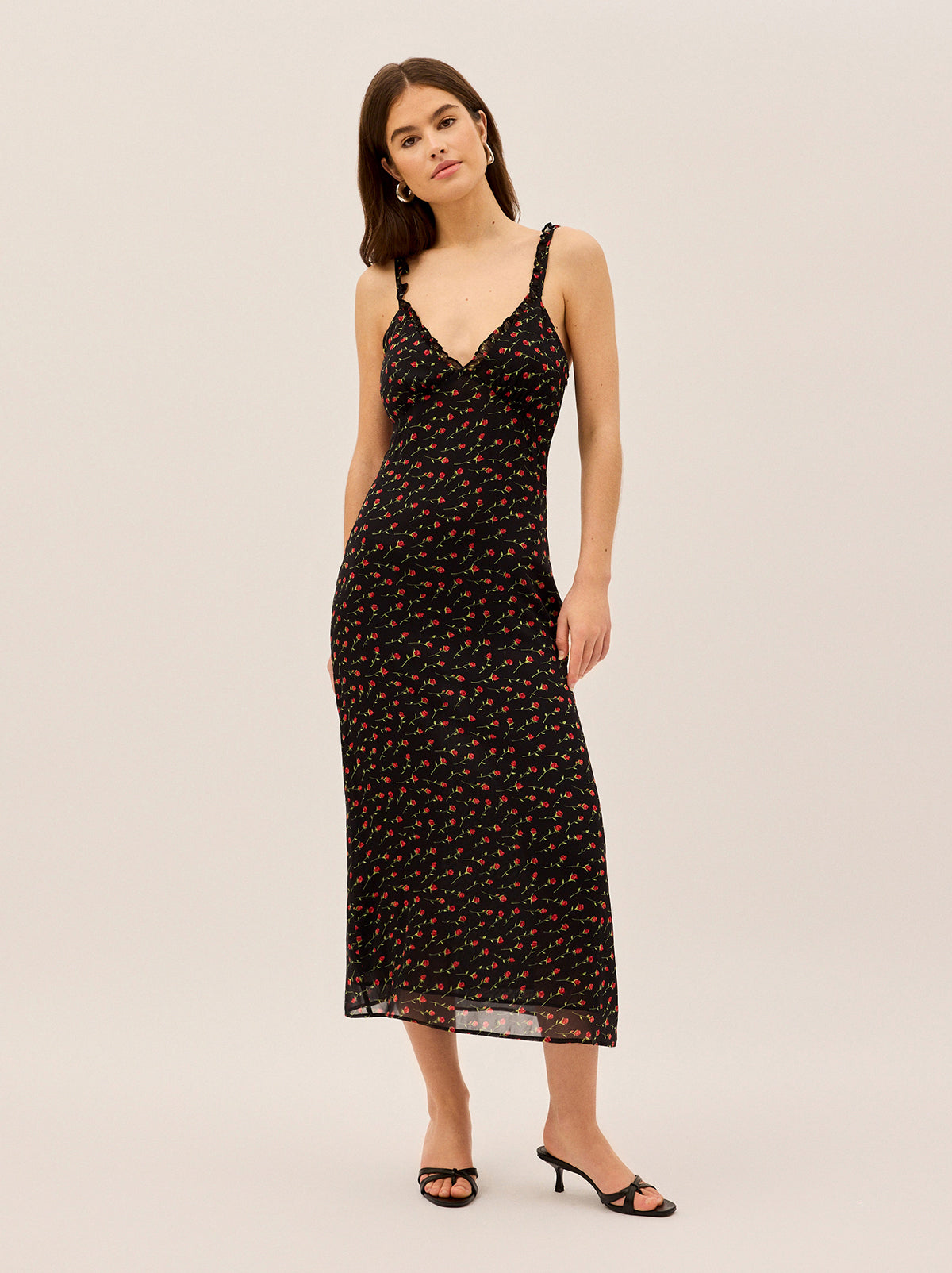 Norah Black Rose Print Dress