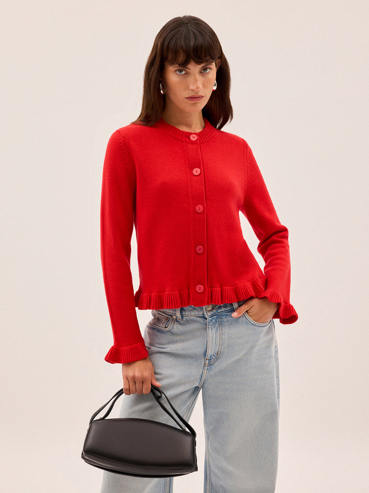 Odile Red Knit Cardigan By KITRI Studio