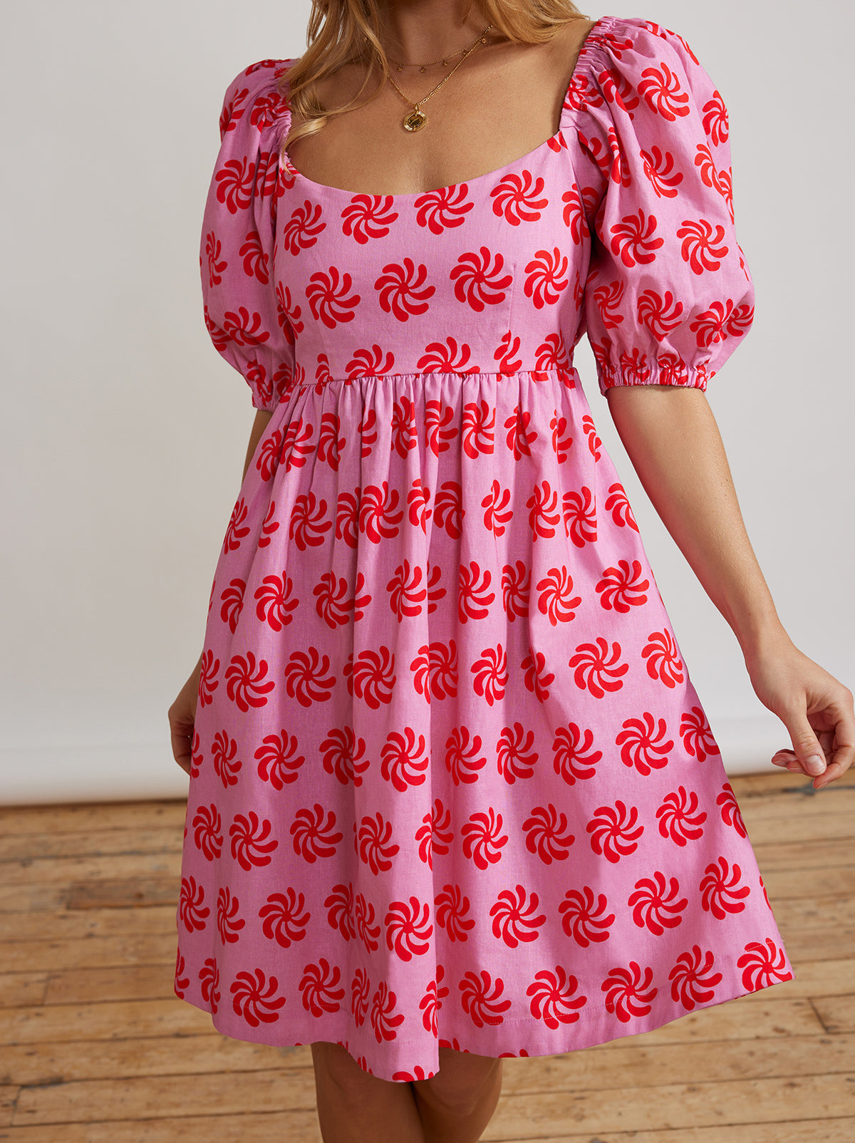 Olga Tie Back Pink Geo Floral Mini Dress by KITRI Studio