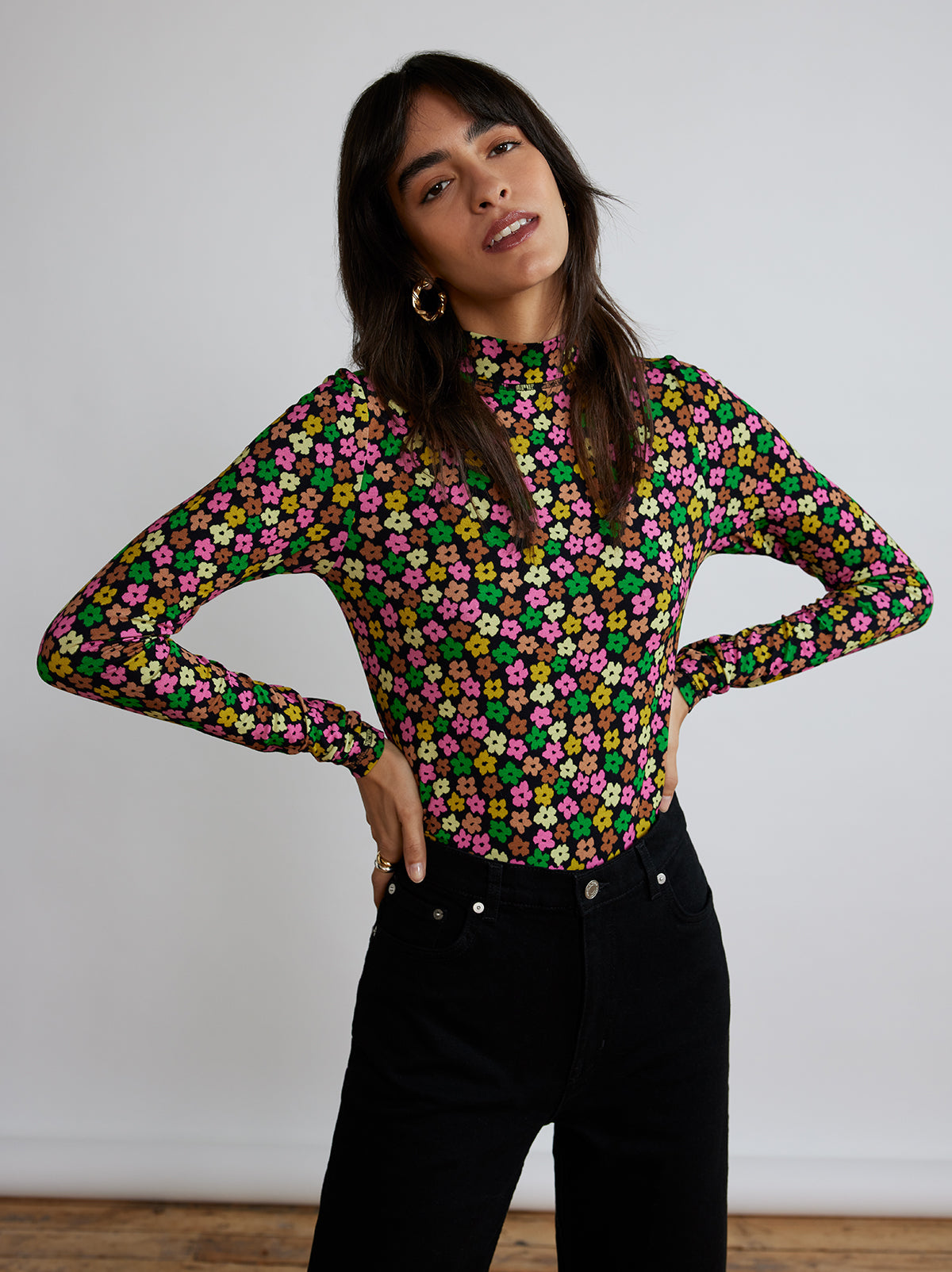 Paige Blurred Floral Jersey Top by KITRI Studio