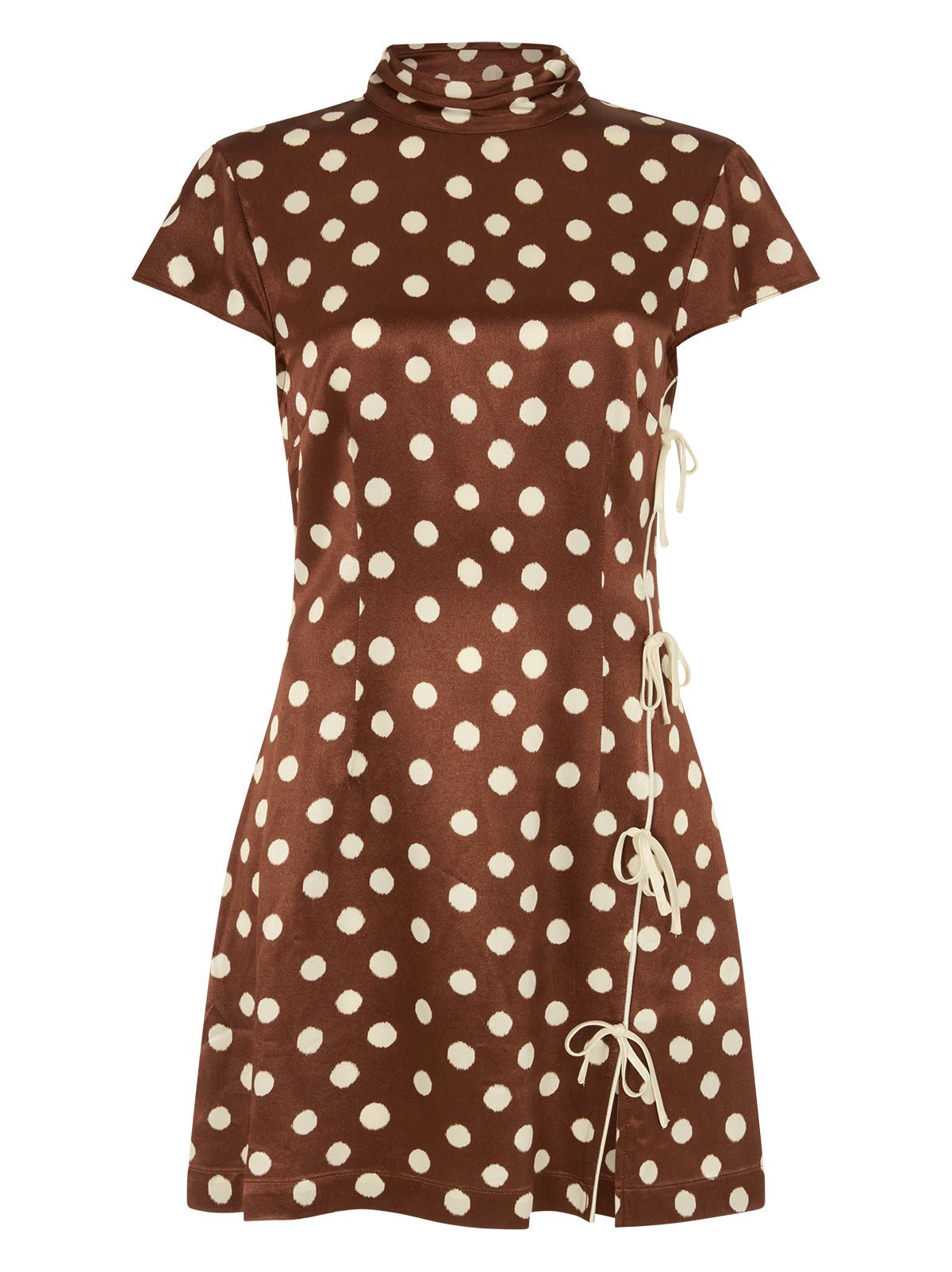 Paloma Chocolate Blurred Polka Dot Print Mini Dress By KITRI Studio