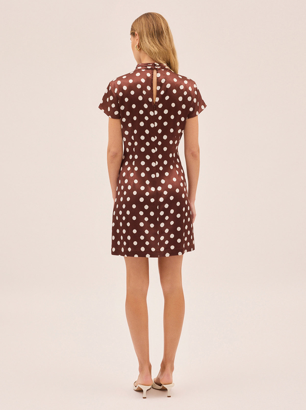Paloma Chocolate Blurred Polka Dot Print Mini Dress By KITRI Studio