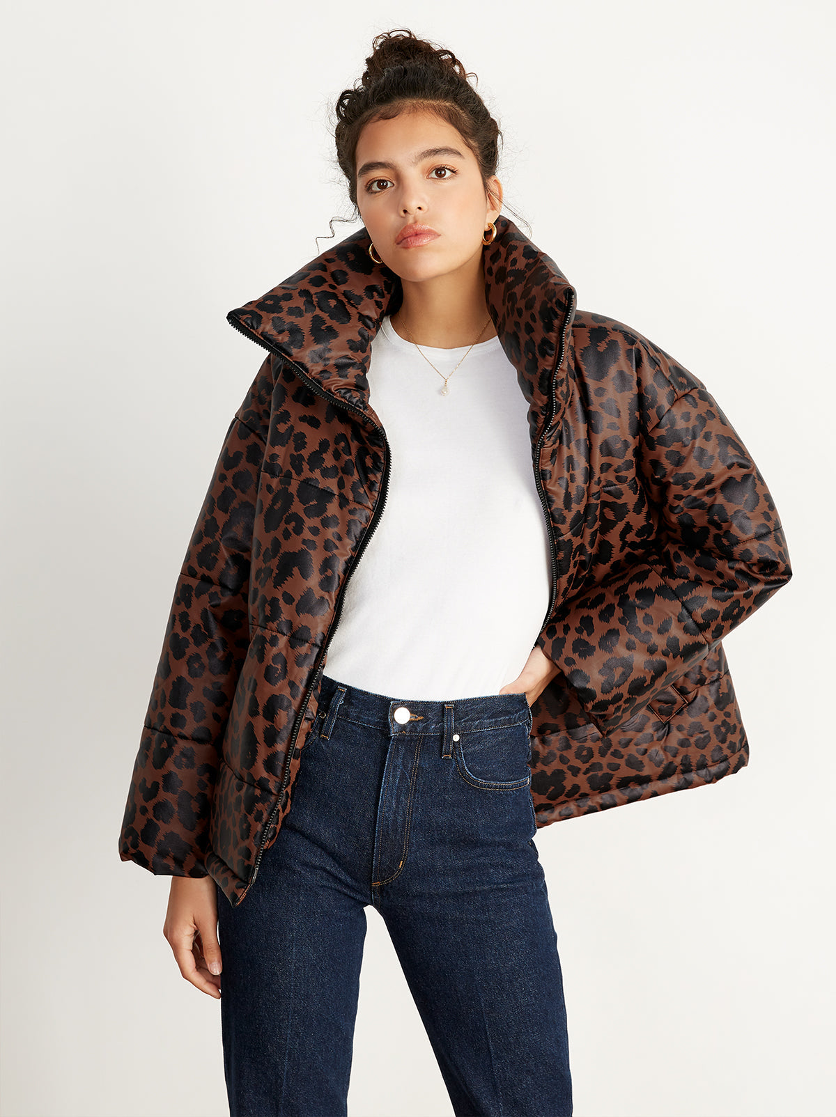 Animal print puffer on sale jacket