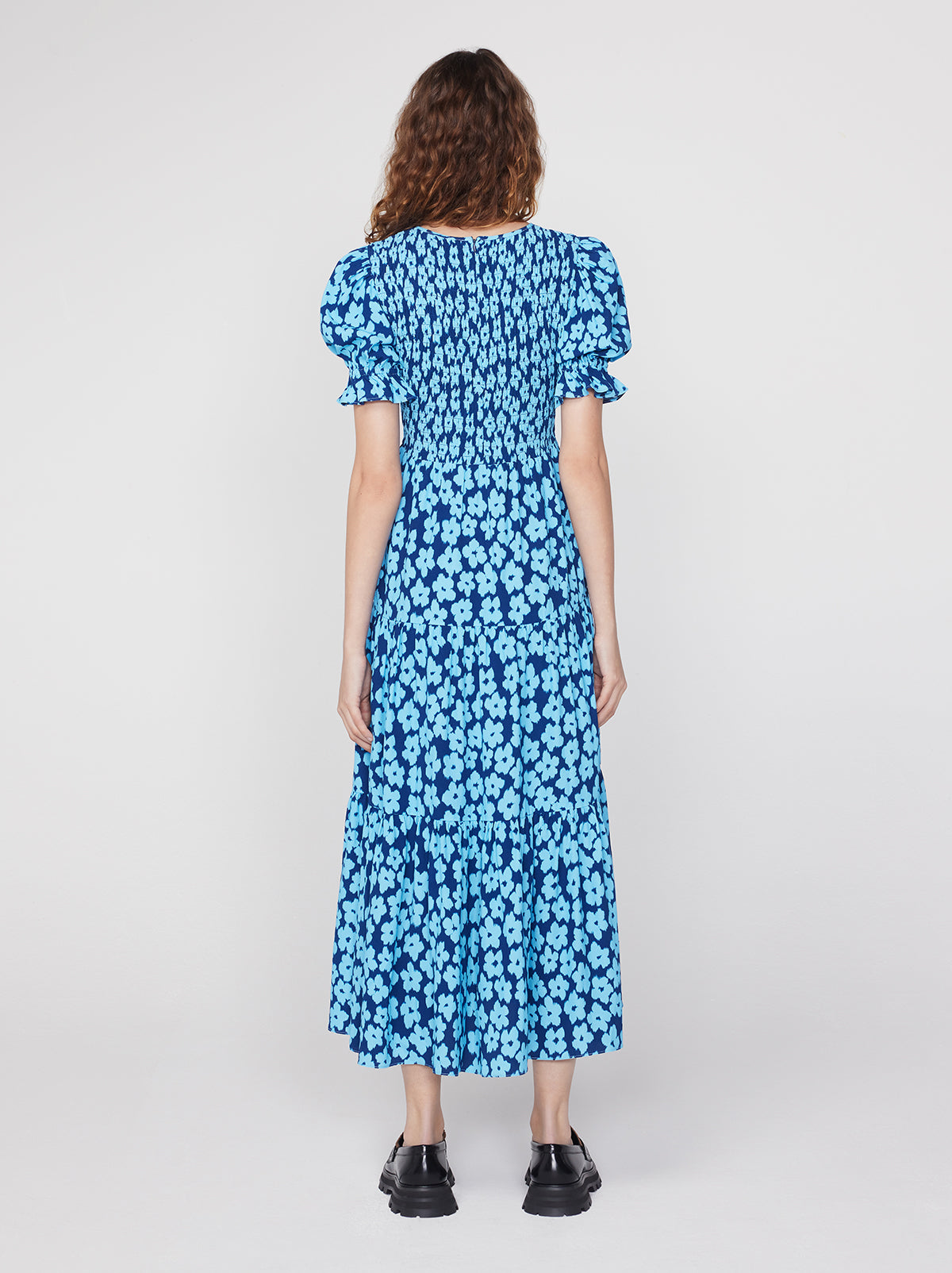 Persephone Blue Blurred Floral Midi Dress By KITRI Studio