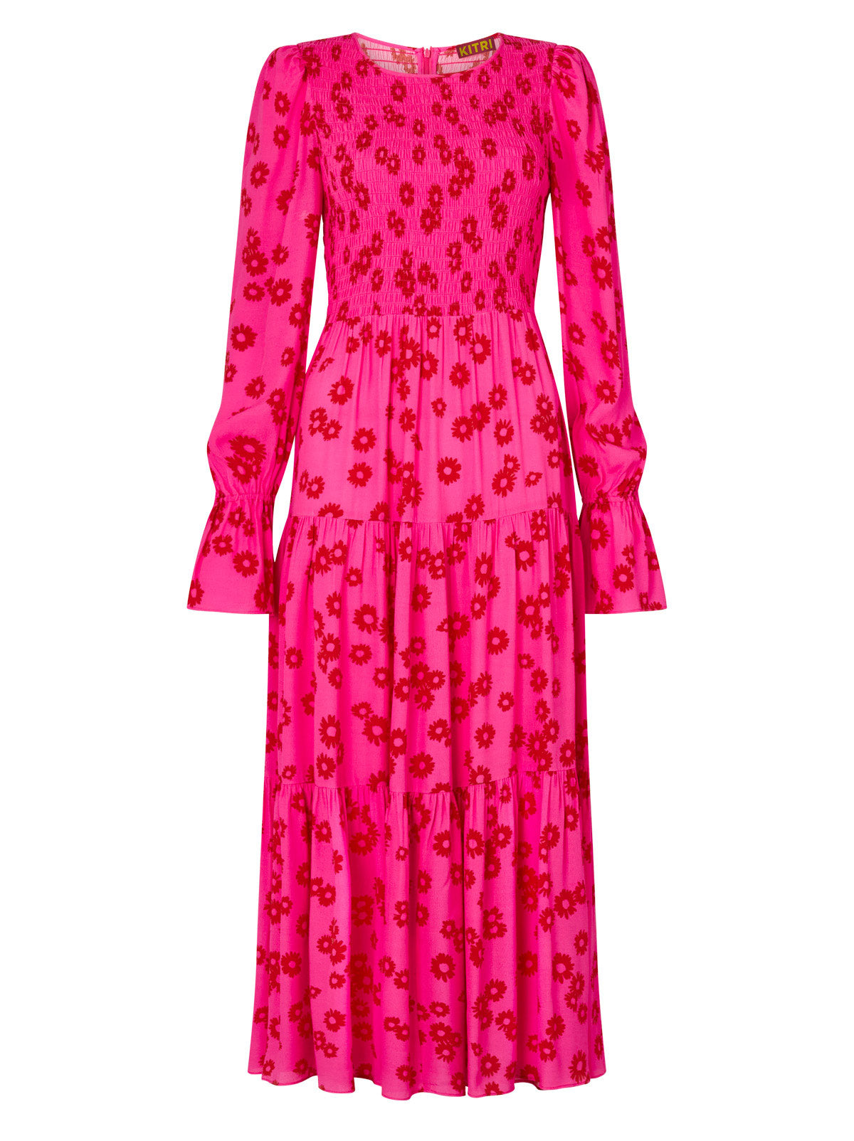 Petra Pink Daisy Print Shirred Dress By KITRI Studio