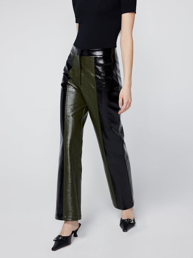 Peyton Olive And Black Vinyl Trousers KITRI Studio