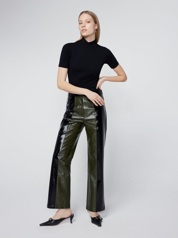 Peyton Olive And Black Vinyl Trousers
