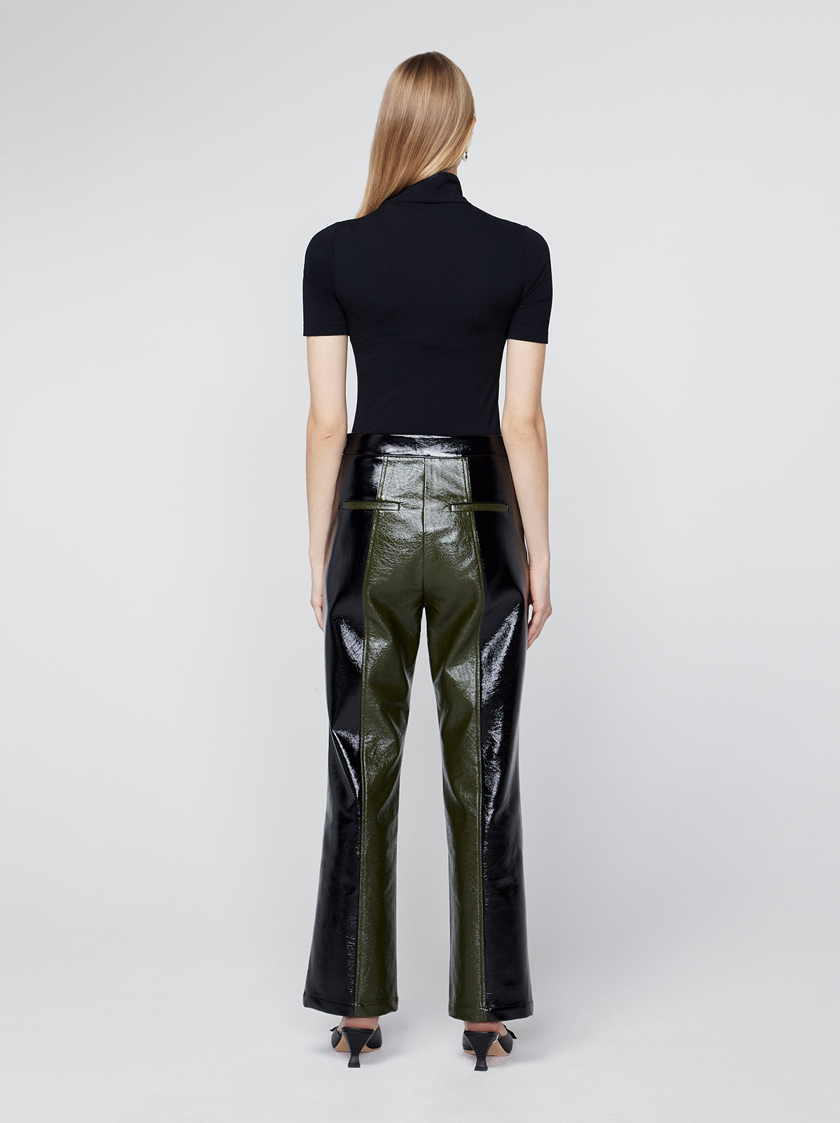 Peyton Olive And Black Vinyl Trousers