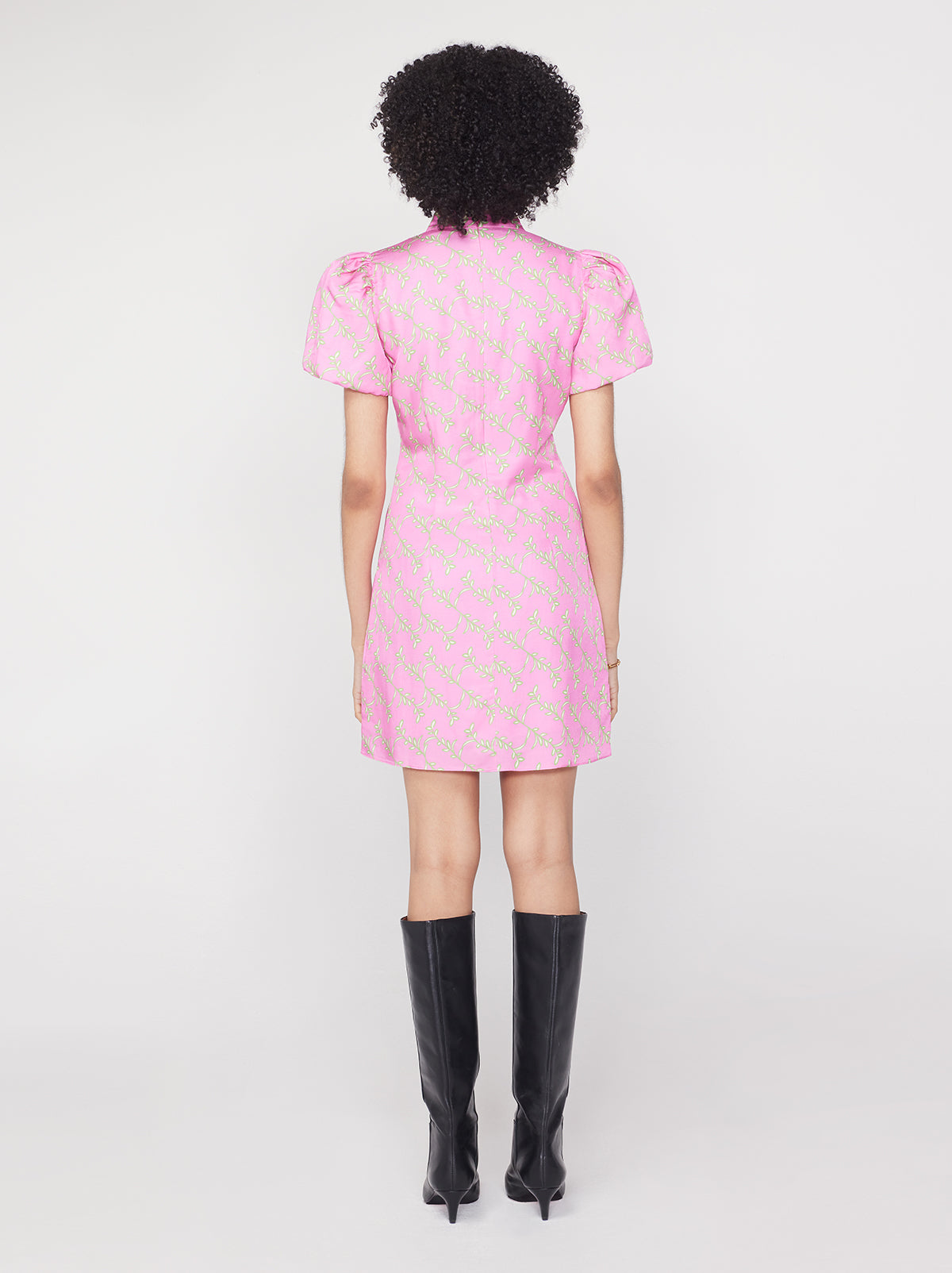 Philippa Pink Foliage Print Mini Dress