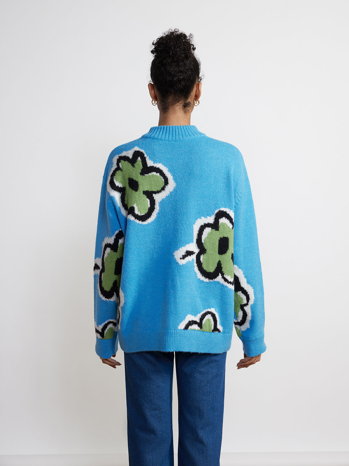 Phoebe Blue Painted Floral Sweater By KITRI Studio