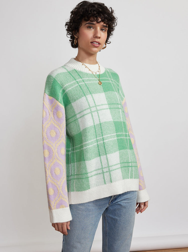 Phoebe Mixed Print Sweater By KITRI Studio