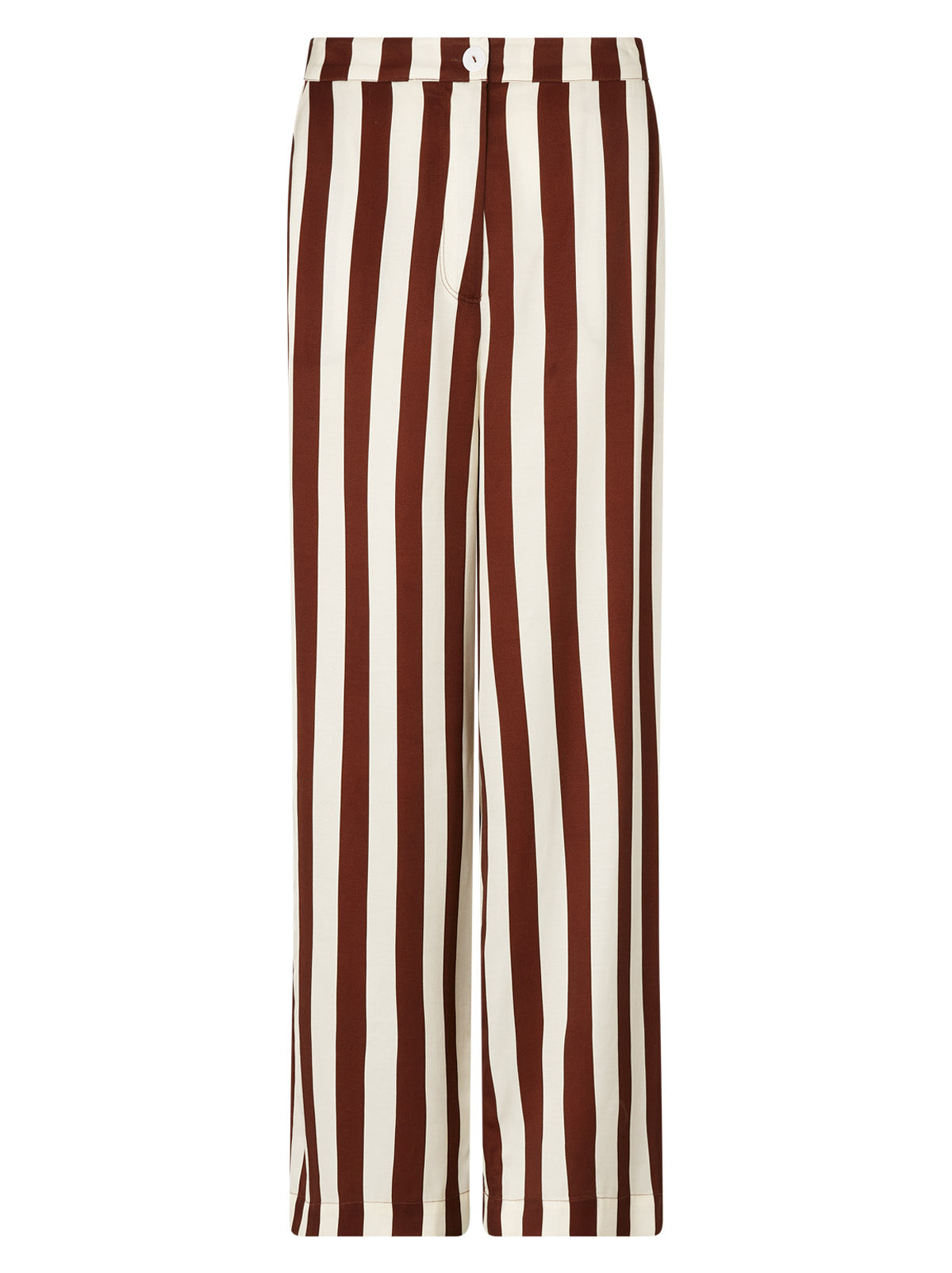 Phoenix Chocolate Striped Satin Trousers by KITRI Studio