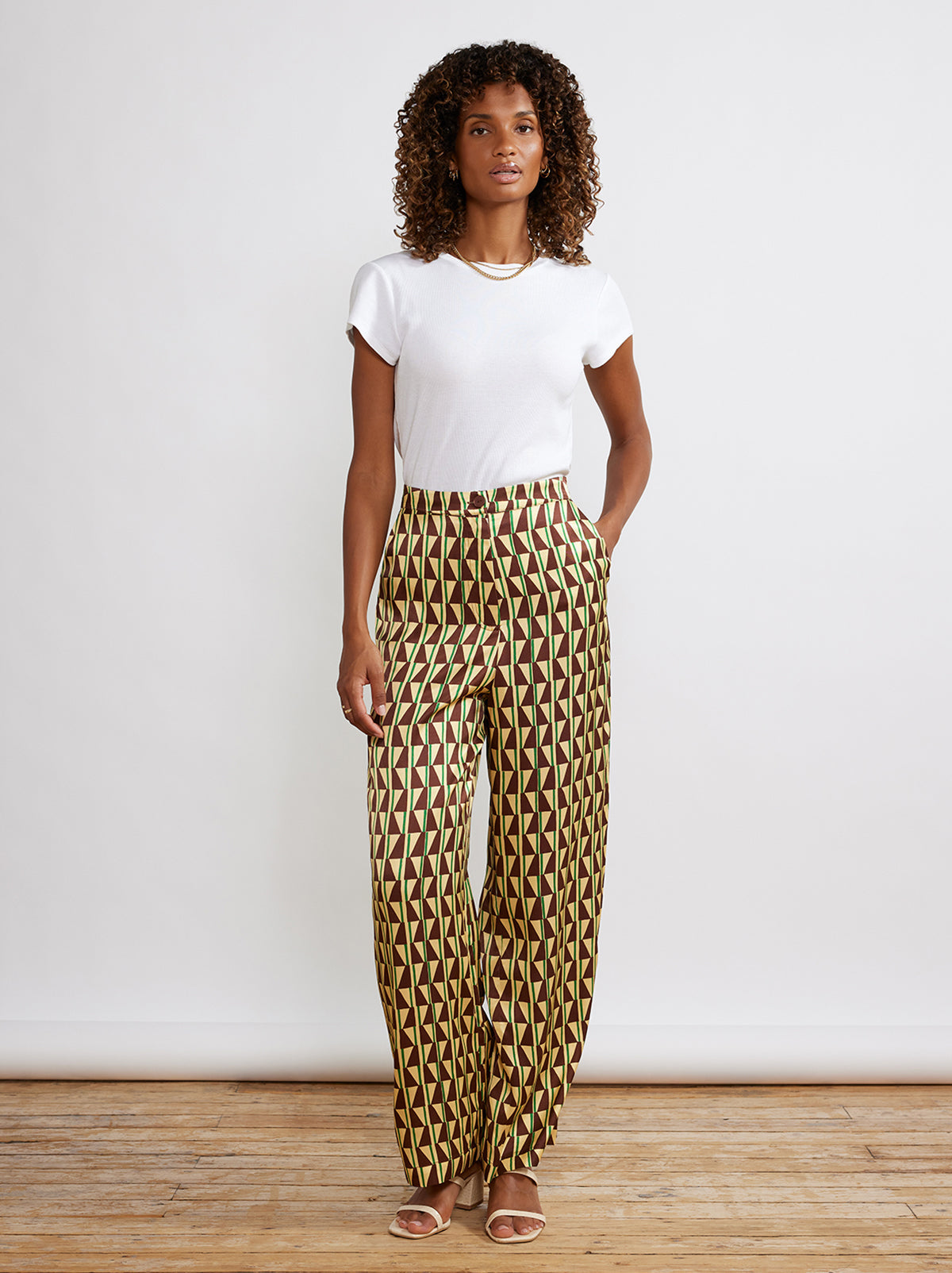 Ribbed trousers - Beige/Leopard print - Ladies | H&M IN