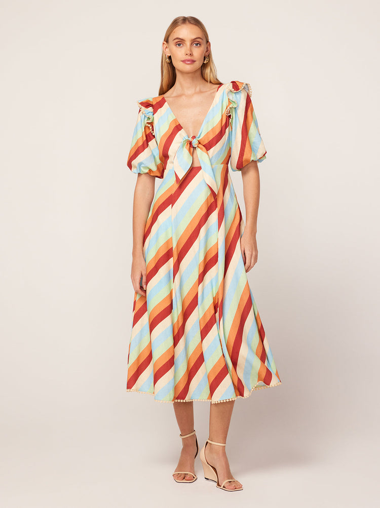 Pia Multi Stripe Midi Dress By KITRI Studio