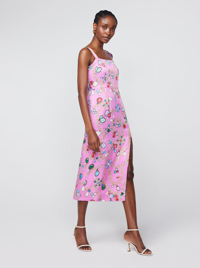 Mara Pink Chain Print Midi Dress