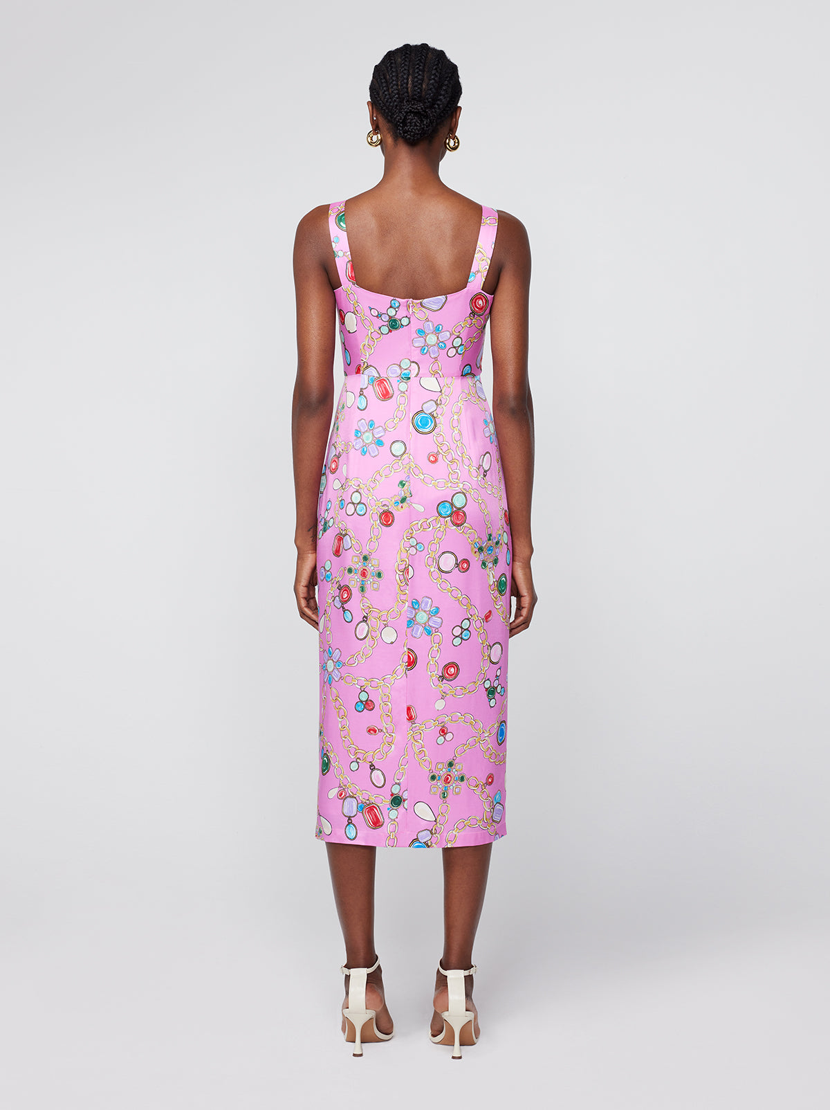 Mara Pink Chain Print Midi Dress By KITRI Studio