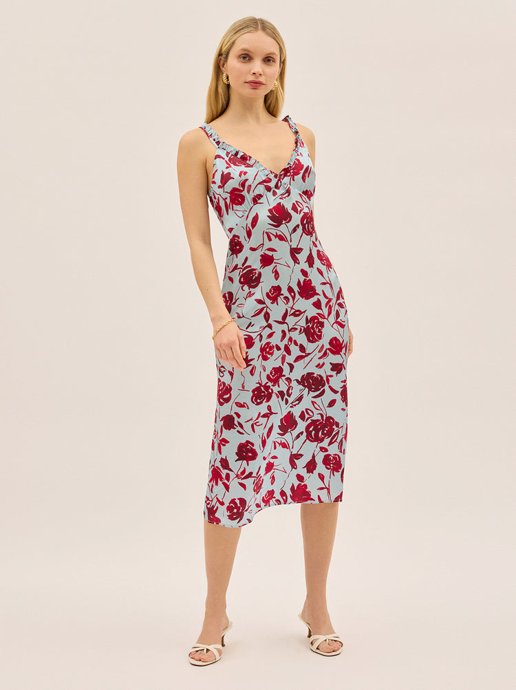 Primrose Blue Rose Print Dress By KITRI Studio
