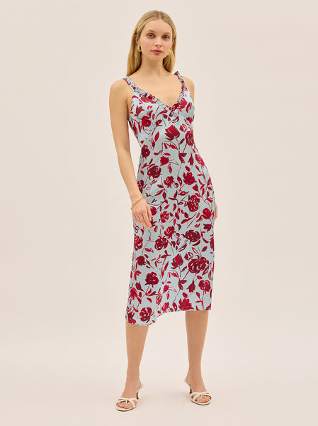 Primrose Blue Rose Print Dress
