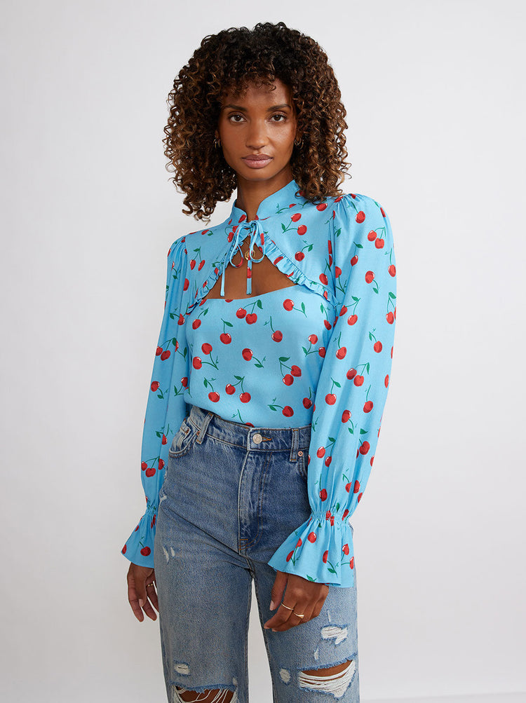 Quinn Blue Cherry Top By KITRI Studio