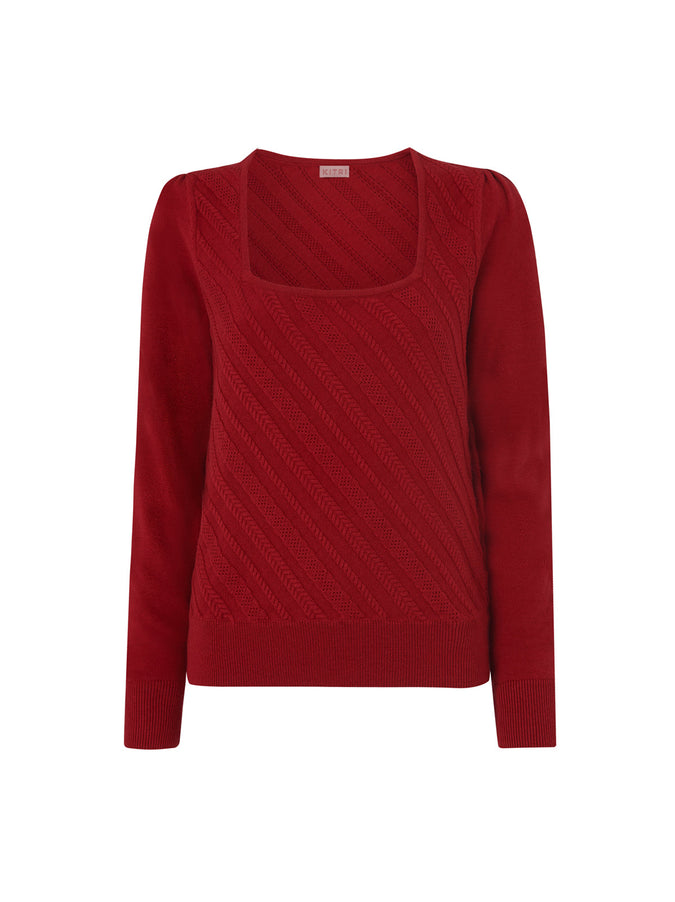 Raven Red Cable Knit Jumper Women's Knitted Jumpers KITRI