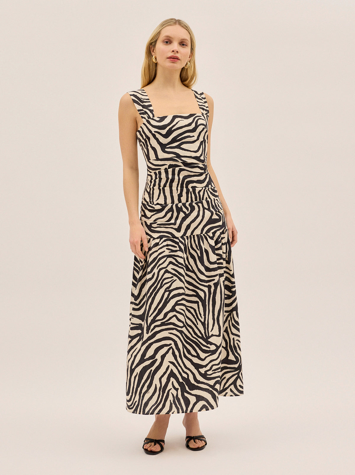 Reese Cotton Linen Zebra Print Dress By KITRI Studio