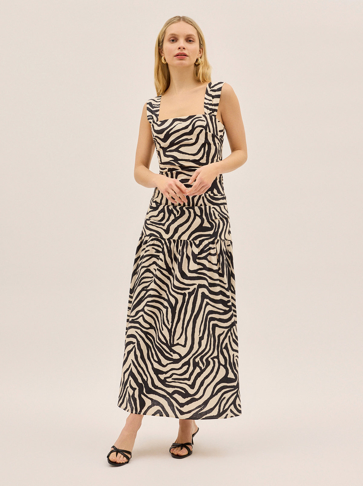 Reese Cotton Linen Zebra Print Dress By KITRI Studio